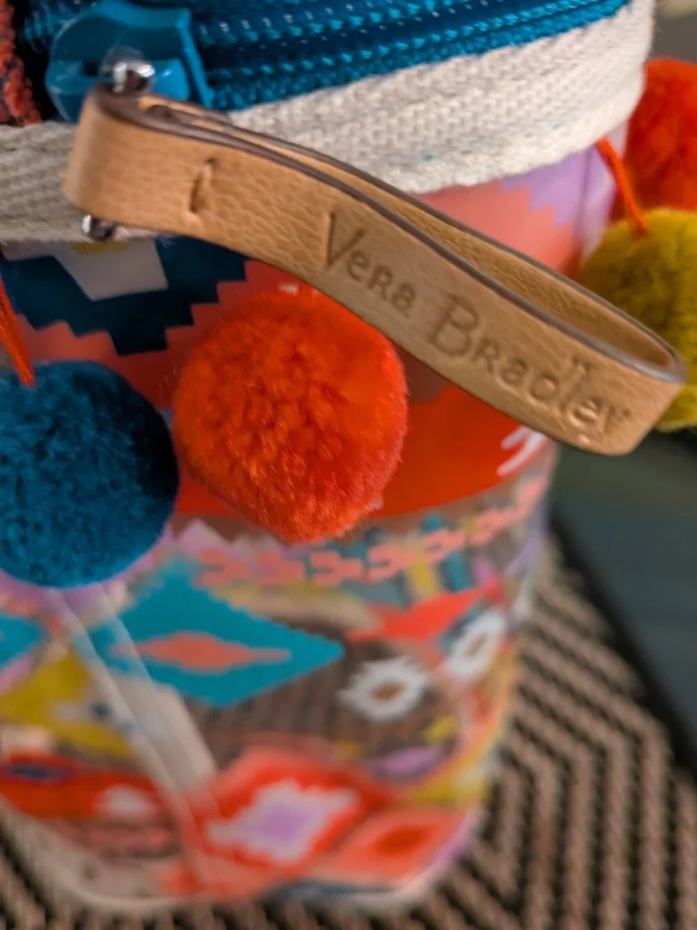 Vera Bradley Transparent Pom Pom Make Up Bag